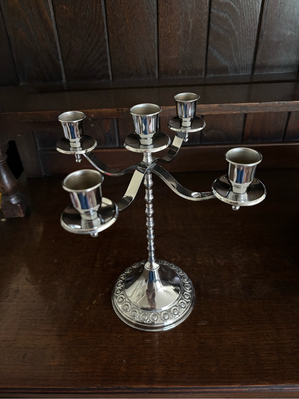 2- Silver Five-Arm Candelabra
